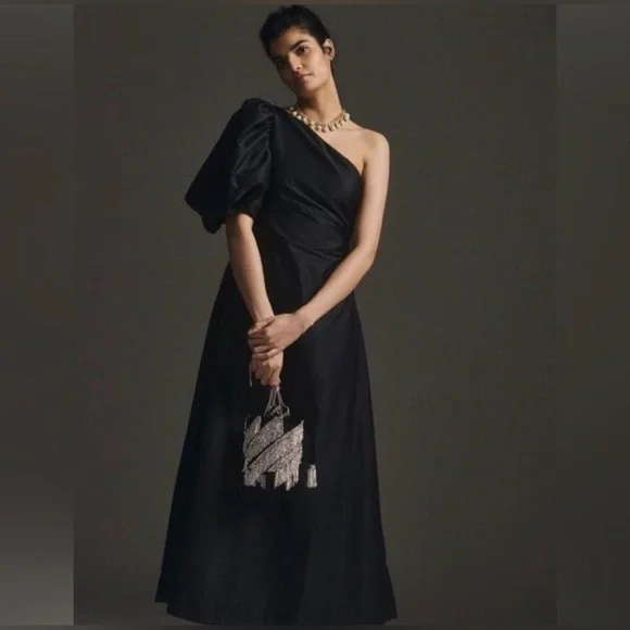 Aureta One-Shoulder Puff-Sleeve Dress - Picture 1 of 15